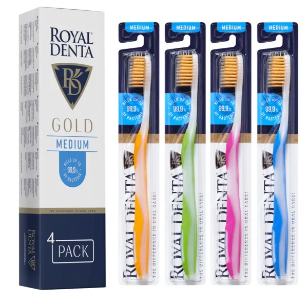 ROYAL DENTA vidutinio kietumo dantų šepetėlis GOLD MEDIUM N4