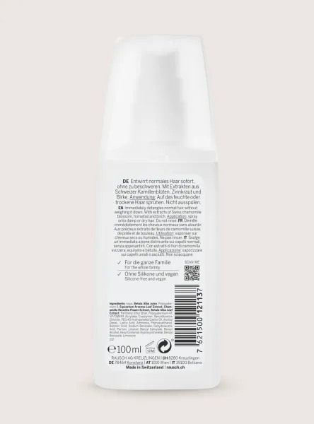 RAUSCH Swiss Herbal Detangling purškiamas kondicionierius nepaklusniems plaukams Šveicariškų žolelių ekstraktu 100ml