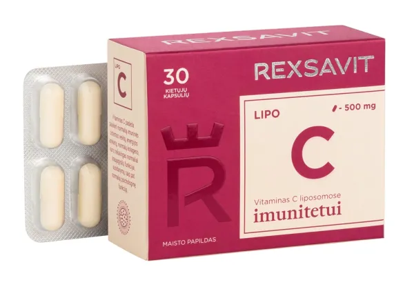 Maisto papildas REXSAVIT liposominis vitaminas C LIPO C 500mg N30 kaps.