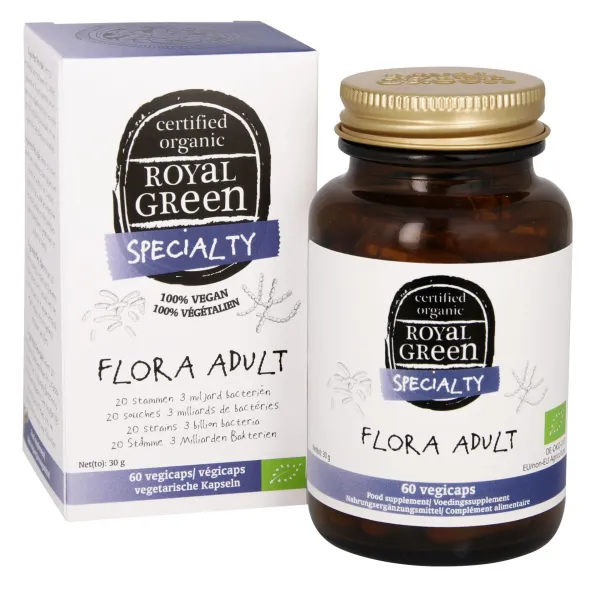 Maisto papildas ROYAL GREEN BIO Flora Adult vegetariškos kapsulės N60