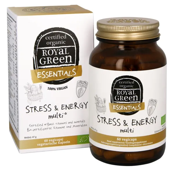 Maisto papildas ROYAL GREEN BIO Stress & Energy Multi veganiškos kapsulės N60