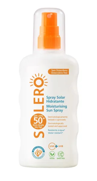 SOLERO apsauginis drėkinantis purškiklis nuo saulės SPF50+ 200ml