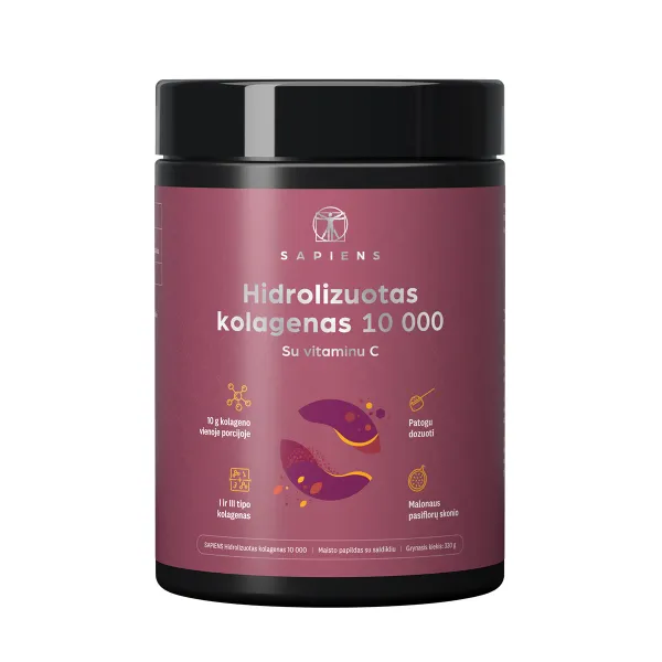 SAPIENS maisto papildas Hidrolizuotas kolagenas 10 000 300g (30 porcijų)