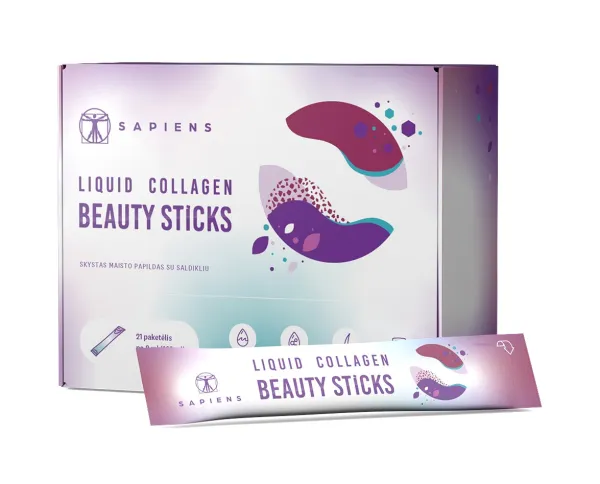 SAPIENS maisto papildas Liquid Collagen Beauty Sticks 21 paketėlis po 8ml