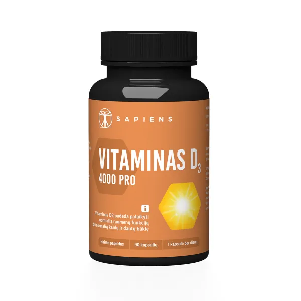 SAPIENS maisto papildas Vitaminas D3 4000 PRO kapsulės N90