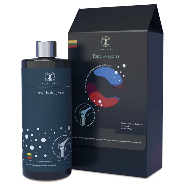 SAPIENS maisto papildas Forte Kolagenas (sąnariams, su vitaminu D) 500ml (20 porcijų)