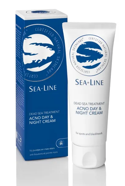 SEA LINE Dead Sea Treatment Acno Dieninis ir naktinis kremas į spuogus ir inkštirus linkusiai odai 75ml