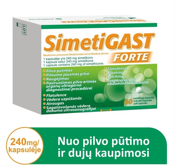 Simetigast Forte 240mg kapsulės N60