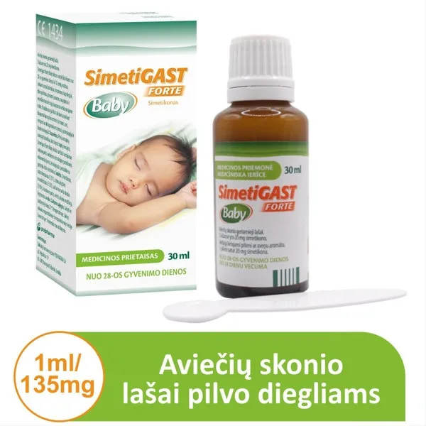 Simetigast Forte Baby aviečių skonio geriamieji lašai 30ml