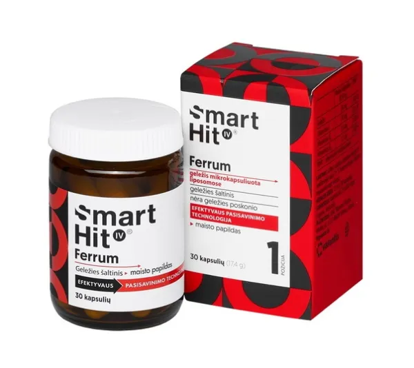 Maisto papildas SmartHit IV Ferrum kapsulės N30