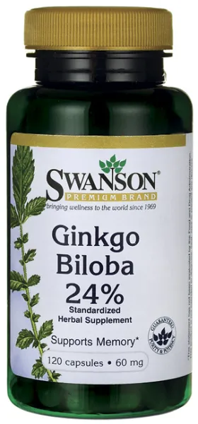 Maisto papildas SWANSON Ginkgo Biloba (standartizuotas) 60mg N120