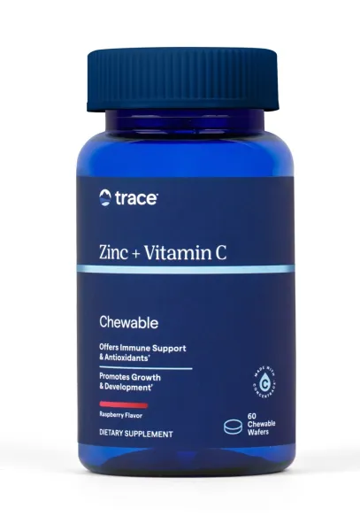 Maisto papildas TRACE MINERALS Cinkas ir Vitaminas C imunietui kramtomosios tabletės N60