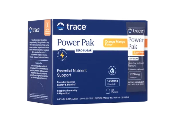 Maisto papildas TRACE MINERALS POWER PACK imunitetui ir energijai elektrolitai su vitaminu C milteliai pakeliuose N30