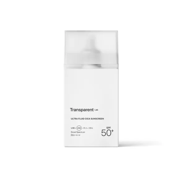 TRANSPARENT Lab Ultra-fluid Cica Sunscreen apsauga veidui su mineraliniais ir cheminiais filtrais SPF50 100ml