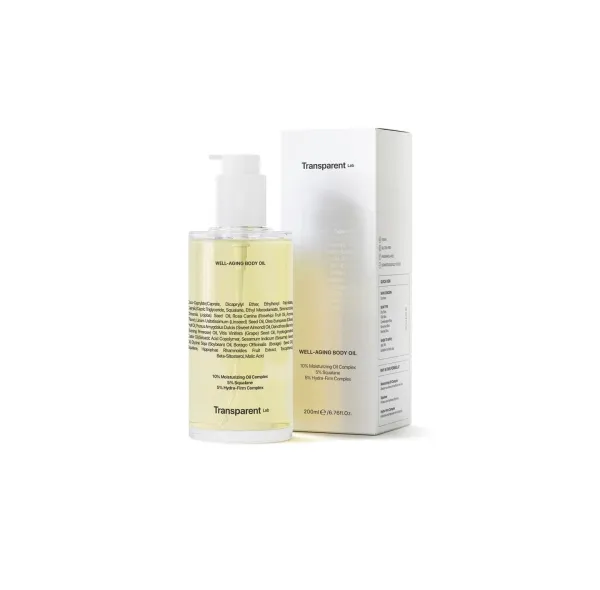 TRANSPARENT Lab Well - Aging drėkinamasis ir stangrinamasis kūno aliejus 200ml