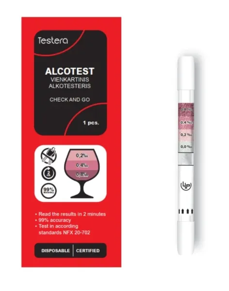 TESTERA vienkartinis alkotesteris 1 vnt.