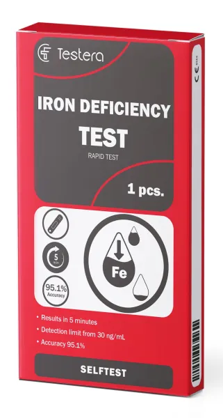 TESTERA geležies stokos (feritino) testas 1 vnt.