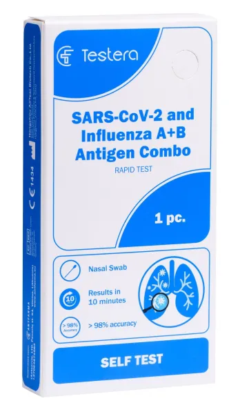 TESTERA SARS CoV-2 ir gripo A+B antigenų Combo testas 1 vnt.