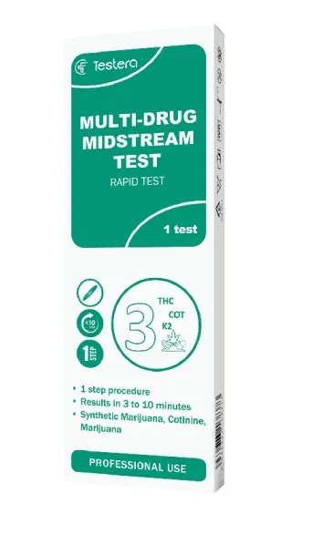 TESTERA Kelių narkotinių medžiagų šoninio srauto testas (3 narkotinių medžiagų) N1