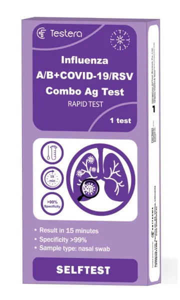 TESTERA influenza A+B/Covid-19/RSV Combo Ag test 1 vnt.