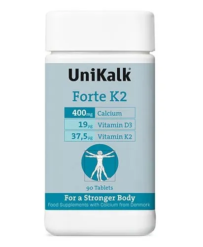 Maisto papildas UniKalk Calcium Forte K2 tabletės N90