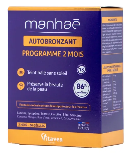 Maisto papildas VITAVEA Manhaé Autobronzant savaiminiam įdegiui N60