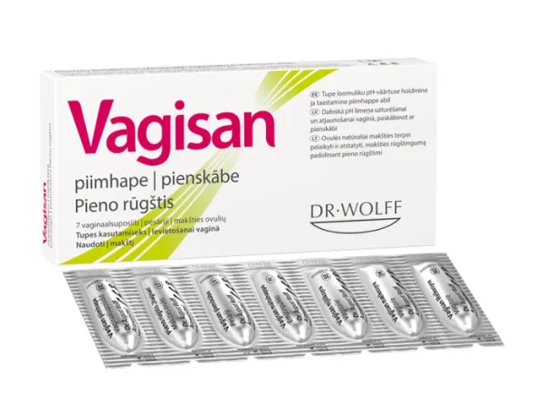 VAGISAN makšties žvakutės su pieno rūgštimi N7