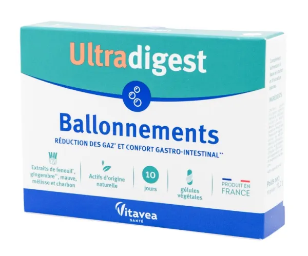 Maisto papildas VITAVEA Ultradigest Ballonnements nuo pilvo pūtimo N30