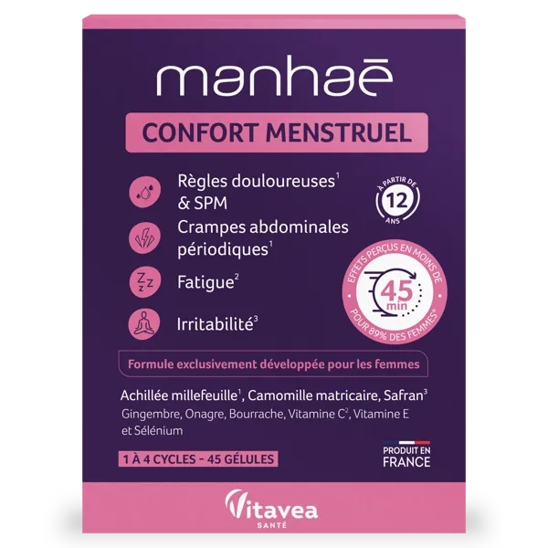 Maisto papildas VITAVEA Manhaé Confort Menstruel menstruacijų komfortui augalinės kilmės kapsulės N45