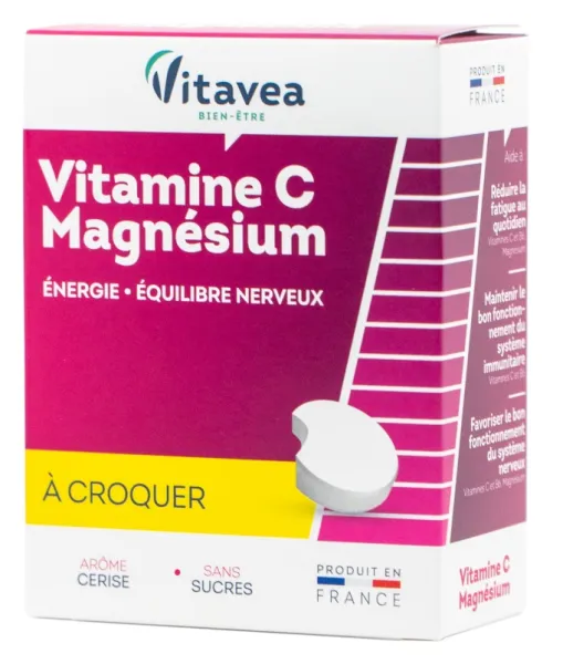 Maisto papildas VITAVEA Vitaminas C + magnis + B6 kramtomos tabletės N24