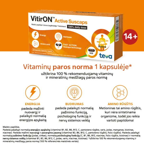 Maisto papildas VITIRON Active Suscaps kapsulės N30