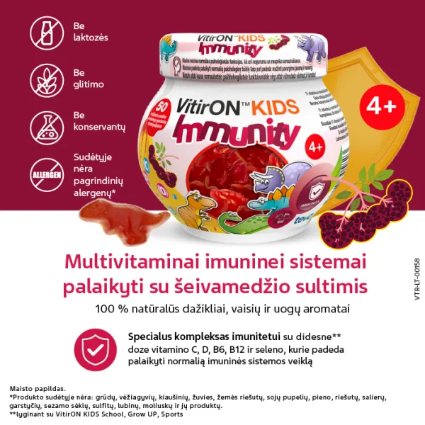 Maisto papildas VITIRON KIDS Immunity kramtomieji guminukai N50