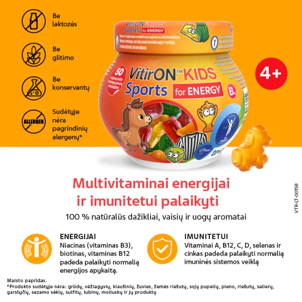 Maisto papildas VITIRON KIDS Sports energijai kramtomieji guminukai N50