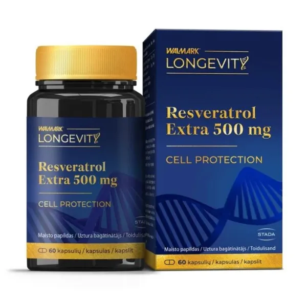 Maisto papildas WALMARK LONGEVIT Resveratrol Extra 500mg kapsulės N60