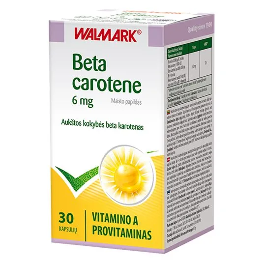 Maisto papildas WALMARK Beta carotene 6mg kapsulės N30