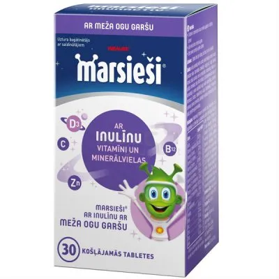 Maisto papildas WALMARK Marsiečiai su inulinu miško uogų skonio kramtomos tabletės N30