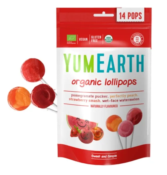 YUMEARTH ekologiški įvairių vaisių ir uogų skonio ledinukai BIO ant pagaliuko (4 rūšys) 85g 14 vnt.