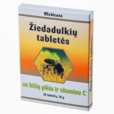Žiedadulkių tabletės su bičių pikiu ir vitaminu C N20