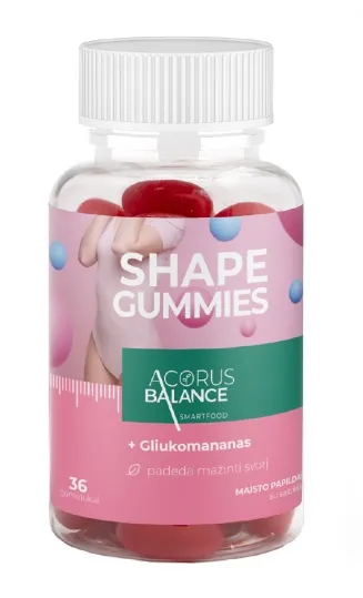Maisto papildas Acorus Balance SHAPE GUMMIES + gliukomananas guminukai 5g N36