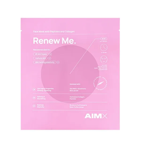 AIMX Renew Me Anti - aging veido kaukė su peptidais ir kolagenu 25ml N1