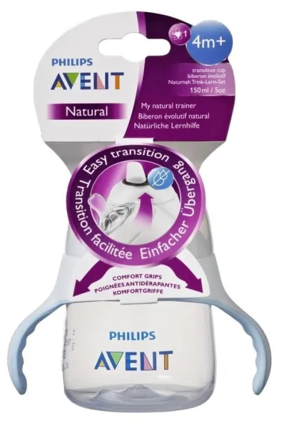 Buteliukas AVENT Natural su rankenėlėmis ir M žinduku 150ml (SCF251/00)