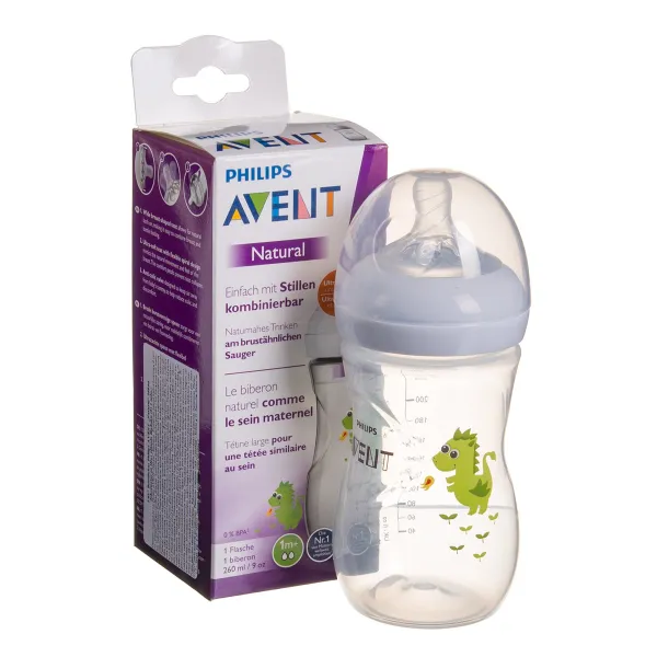 Buteliukas AVENT Natural dekoruotas žalsvai 260ml (SCF627/17)