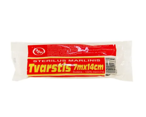 Sterilus marlinis tvarstis AZAS 7m x 14cm