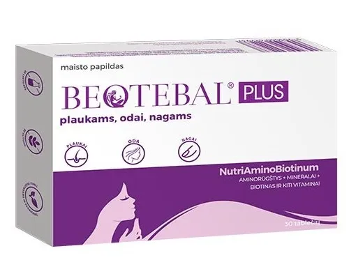 Maisto papildas BEOTEBAL PLUS plaukams, odai, nagams tabletės N30
