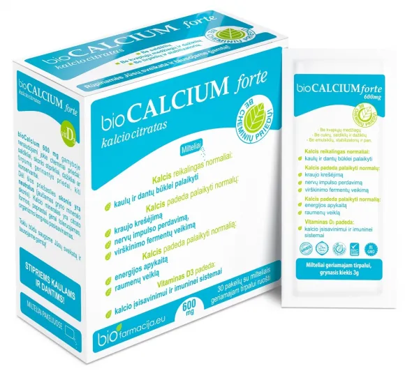 Maisto papildas bioCALCIUM forte 600mg N30 milteliai