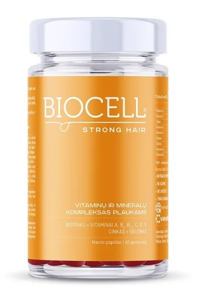 Maisto papildas BIOCELL Strong Hair kompleksas plaukų grožiui guminukai N60