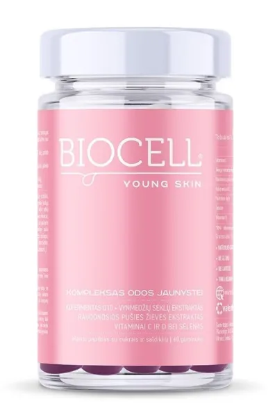 Maisto papildas BIOCELL Young Skin antioksidantų kompleksas odos jaunystei guminukai N60