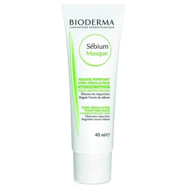 Antibakterinė riebalų išsiskyrimą reguliuojanti kaukė riebiai/mišriai odai BIODERMA Sebium Mask 40ml