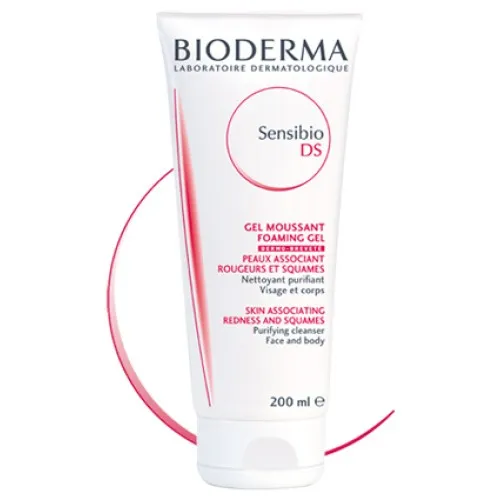 Gelis-prausiklis jautriai pleiskanojančiai ir paraudusiai odai BIODERMA Sensibio DS Foaming Gel 200ml