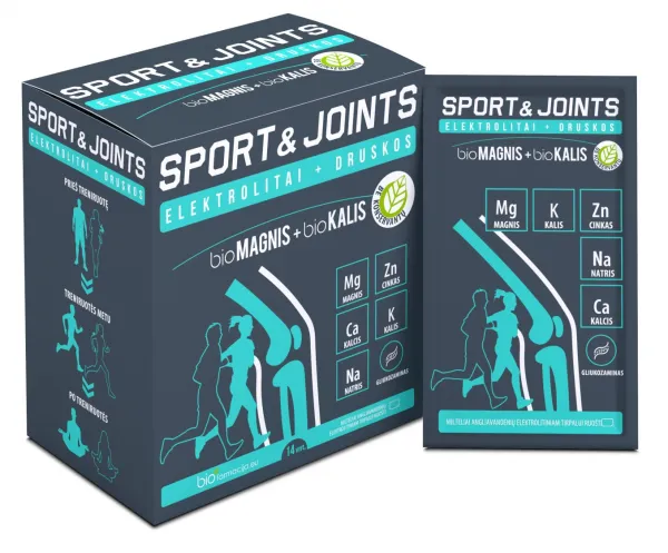 Maisto papildas bioMAGNIS + bioKALIS SPORT&JOINTS milteliai N14